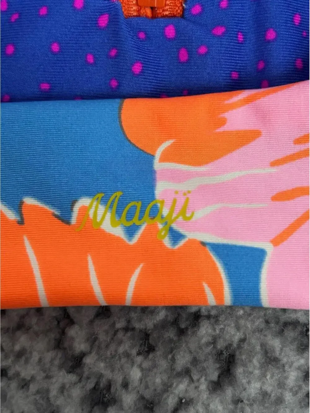 Maaji Girls Reversible Bikini Top Small 6-8 Colorful Zip Swim NWOT